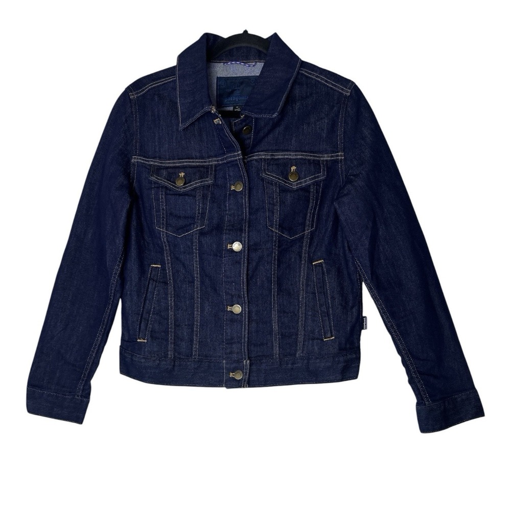 Patagonia Iron Clad Denim Jacket Womens Medium Blue Western Trucker Stretch